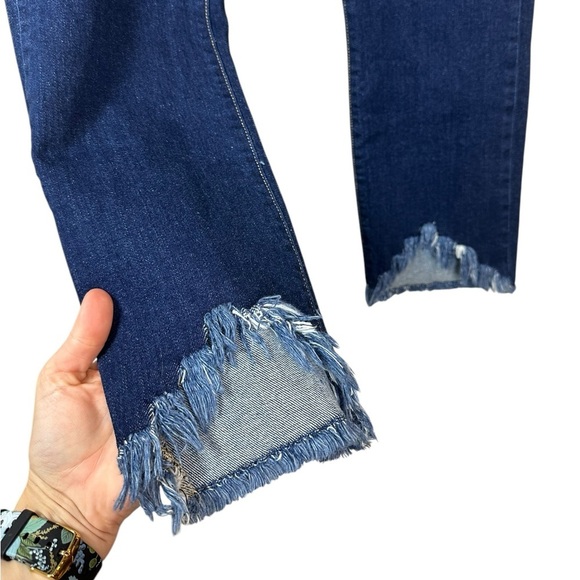 Dear John | High Rise Ankle Flare Distressed Jeans | Dark Wash | Size 29 - Picture 5 of 9